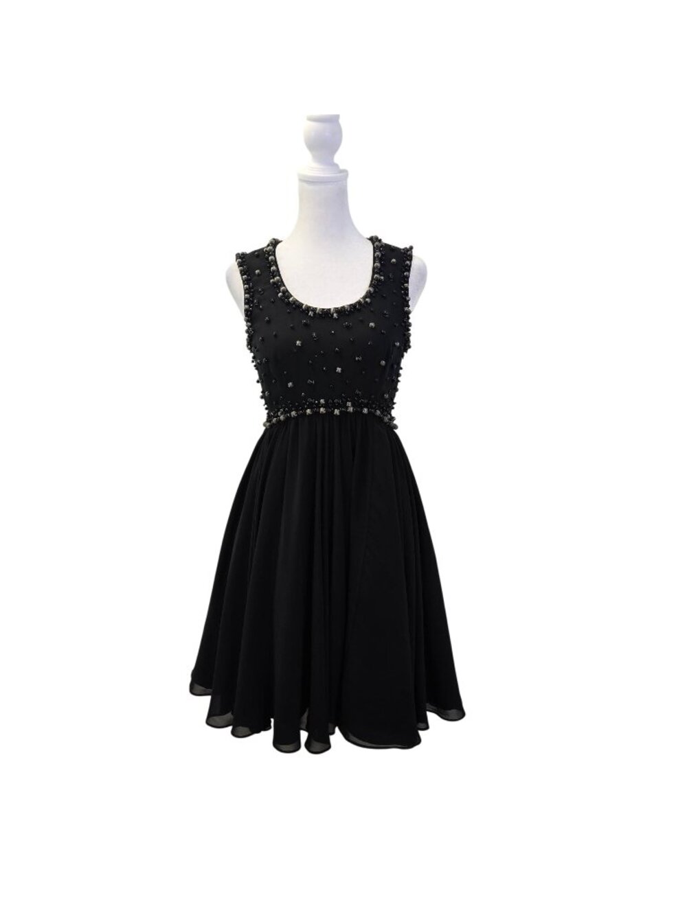 Ted Baker Davini Chunky Beaded Black Fit & Flare Cocktail Dress Size 0